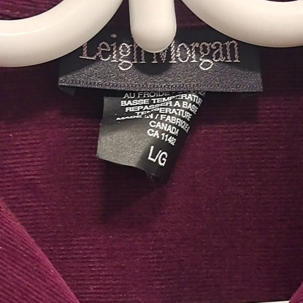 Elegant Vintage Leigh Morgan Long Sleeve Corduroy Purple Dress - Picture 3 of 9